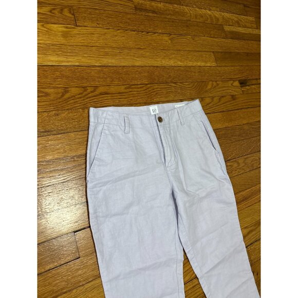 Gap Womens Girlfriend Chino Pants Size 2 Lavendar Linen Cotton Embroidered Sides - Picture 2 of 7